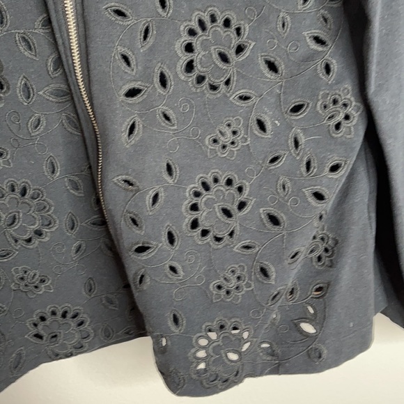 For Love & Liberty for Johnny Was Black Eyelet Zip Up Cape Style Hoodie - Picture 3 of 5